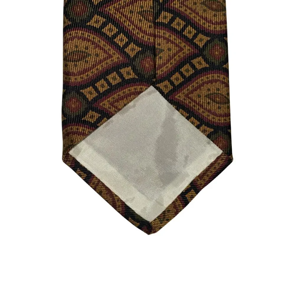 Brooks Brothers Makers Mens Tie Black With Brown Pattern Silk USA